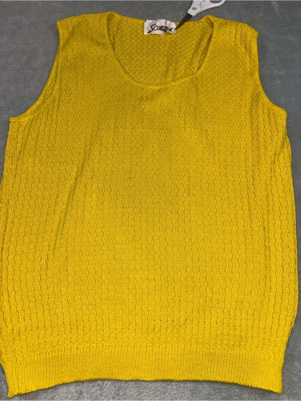 Vintage 70s Scooter Yellow Knit Sweater Vest Made in Canada
